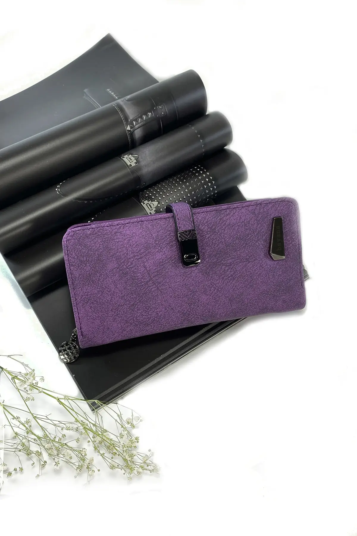 Purple Nubuck Leather Women Wallet