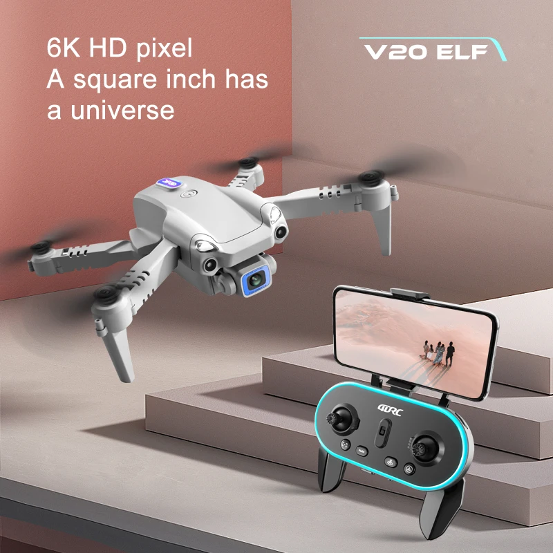 New Mini Drone V20 6K HD Camera RC Helicopter Quadrocopter One-Key Return FPV Follow Me Foldable Quadcopter boy\'s Toys Gift