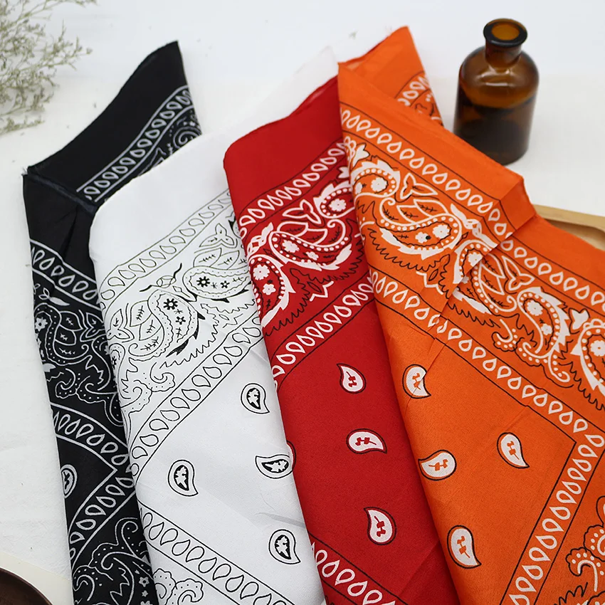 Bandana Kerchief Unisex Hip Hop Black Hair Band Neck Scarf Sports Headwear Wrist Wraps Head Square Scarves Print Handkerchief