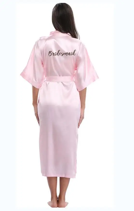 Bridesmaid Pink Long Large Plain Mother Bride Kimono Silk Satin Night Dress Gown Wedding Robes Bathrobe Lace Robe Ladies