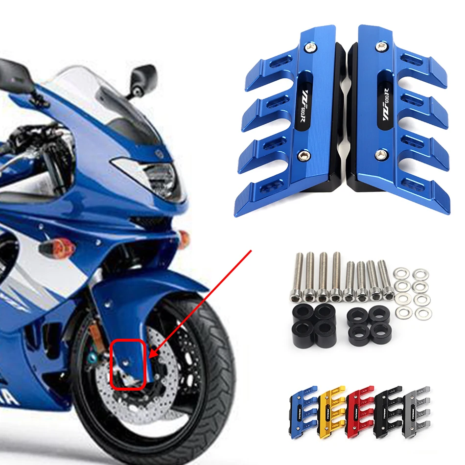 

With Logo For YAMAHA YZF600 YZF600R Motorcycle CNC Accessories Mudguard Side Protection Block Front Fender Anti-Fall Slider