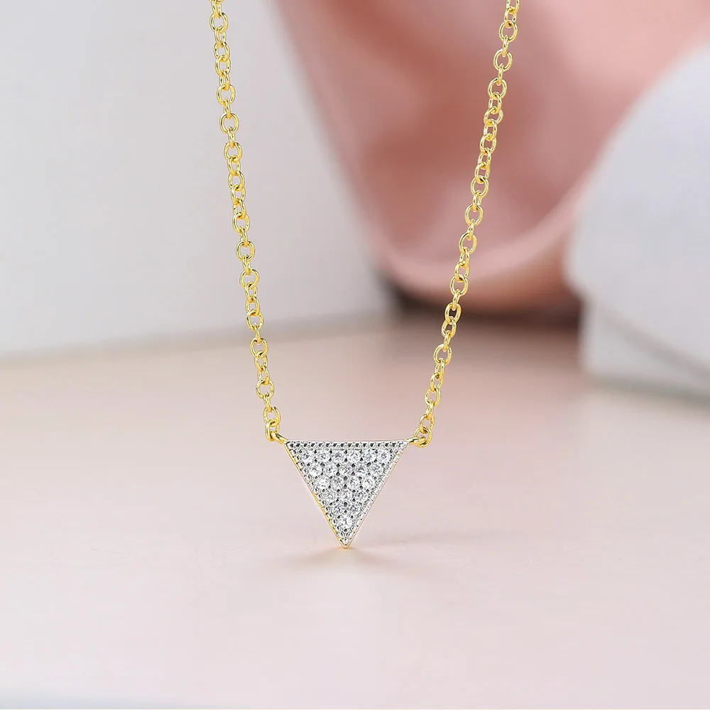 ZHOUYANG Triangle Pendant Necklace For Women Simple Tiny Zircon Choker Chain On The Neck Christmas Gift Aesthetic Jewellry N240