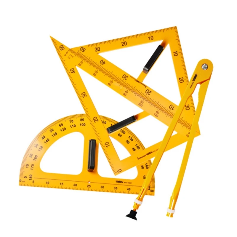 Righello didattico multifunzione Set bussole triangolari righello di misurazione goniometro