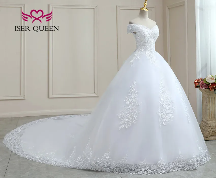 ที่กําหนดเอง V คอลูกไม้ที่สวยงาม Appliques BOHO งานแต่งงานชุดเย็บปักถักร้อยสุทธิสีขาว PLUS ขนาดชุดแต่งงานผู้หญิง WX0267