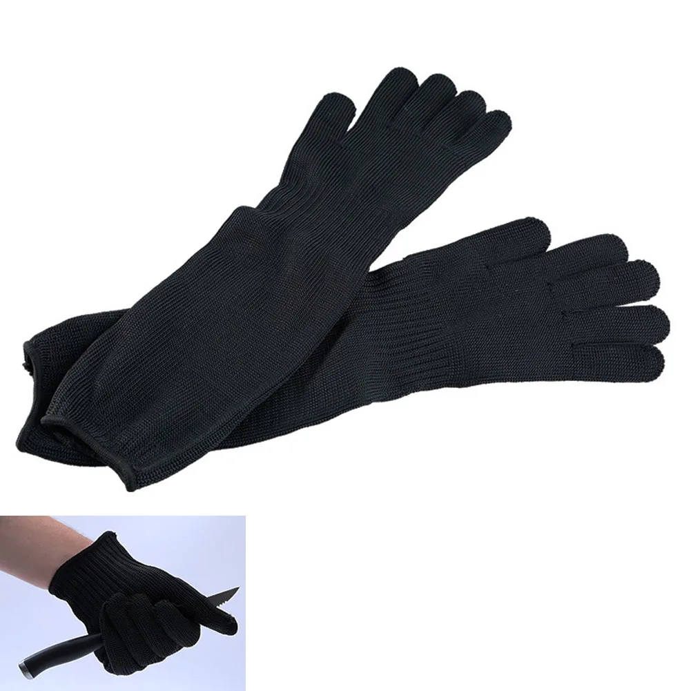 

34cm Anti Cut Protective Gloves M Stainless Steel Black Lengthen Self Defense Arm Tactical Unisex Adult Gardening Working Gloves