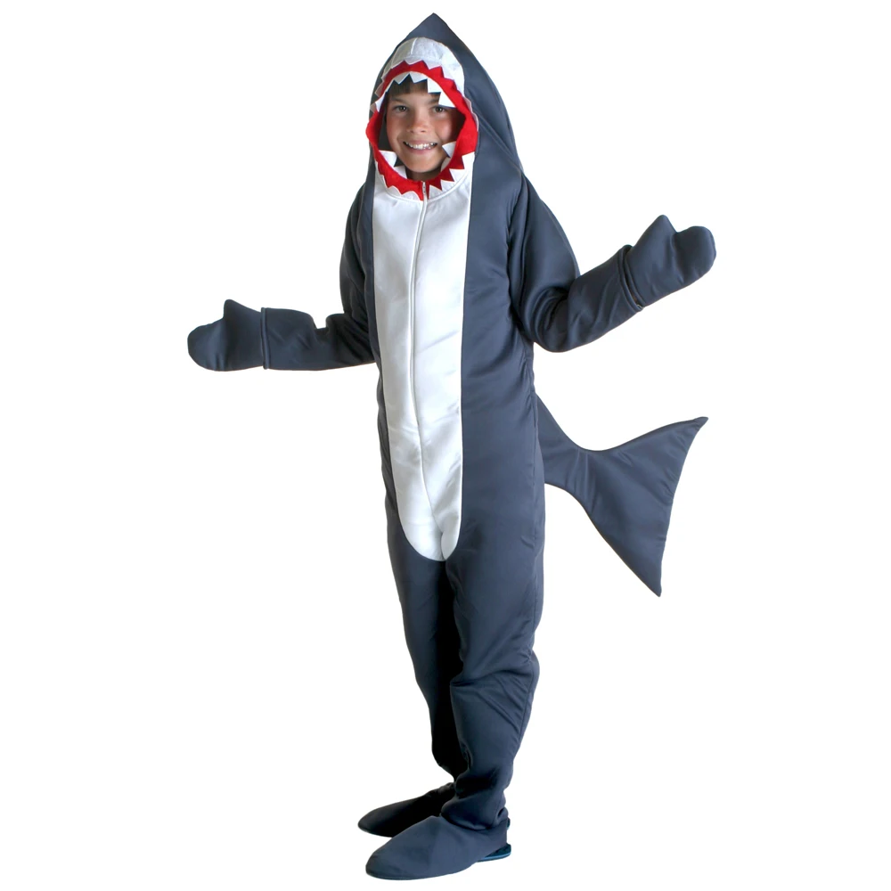 ฮาโลวีนชุดเด็กชายชุด Shark เด็กฉลามสีเทา Jumpsuit สัตว์วันเกิดปาร์ตี้ผู้ใหญ่เด็ก Purim คอสเพลย์