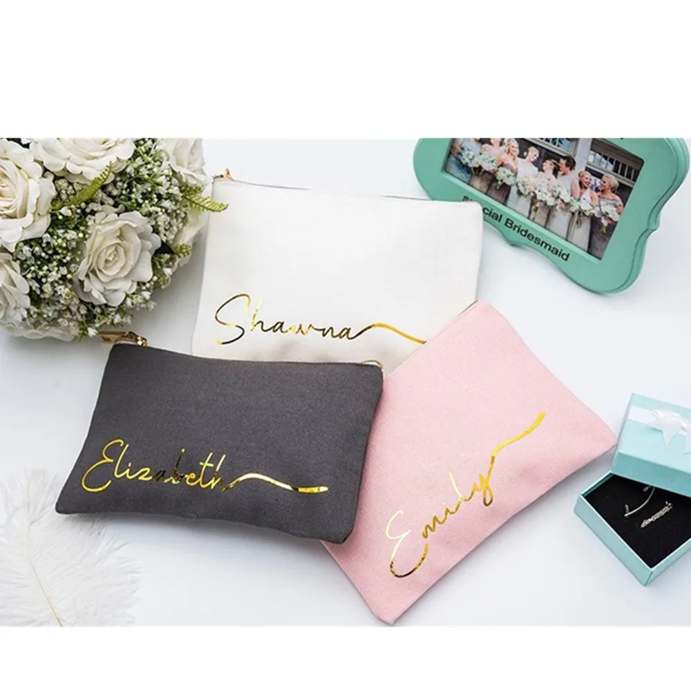 

Personalized Make Up Bag Cosmetics Bag bridesmaid makeup bag Girls Birthday Gift Bridal Party Gift pink gray teal baggray