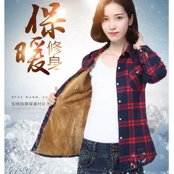 Women's Shirts Check Shirt Autumn Winter Long Sleeve Plaid Shirt Single-breasted Add Thick Warm Women Jacket Female Tops K360
