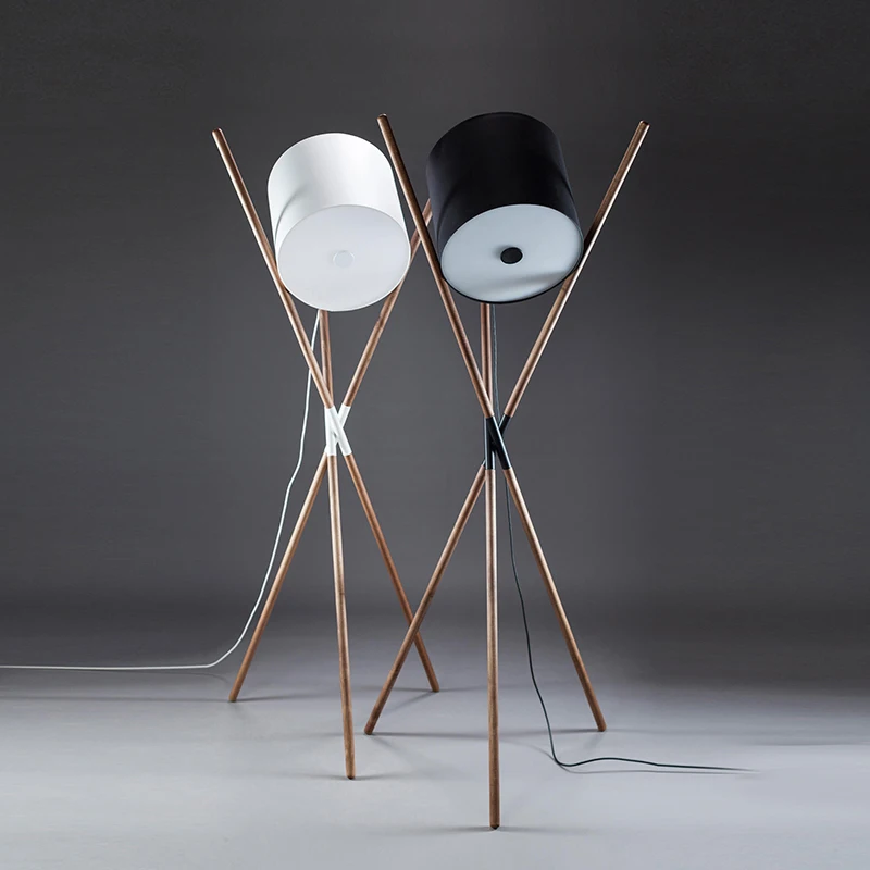 Shift Floor Lamp Nordic Walnut Solid wood stand lamp Triangle lying drum Standing Bedroom Living Room Home reading floor lamp