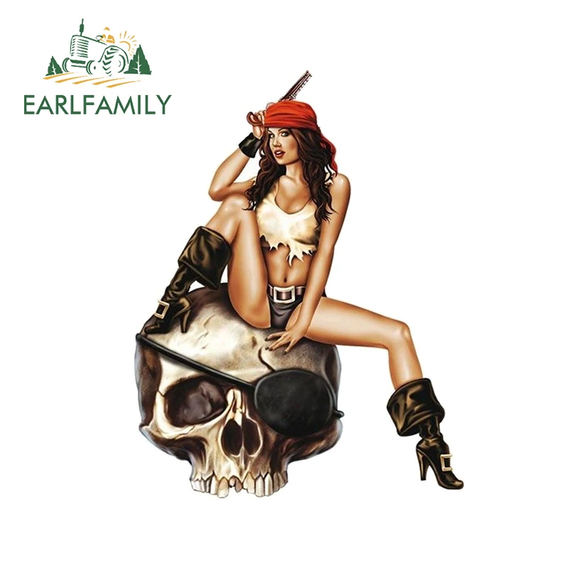 EARLFAMILY 13cm x 10.1cm for Pirate Car Sticker Custom Printing Decal Motorcycle Helmet Camper Fine Snowboard JDM Accessories
