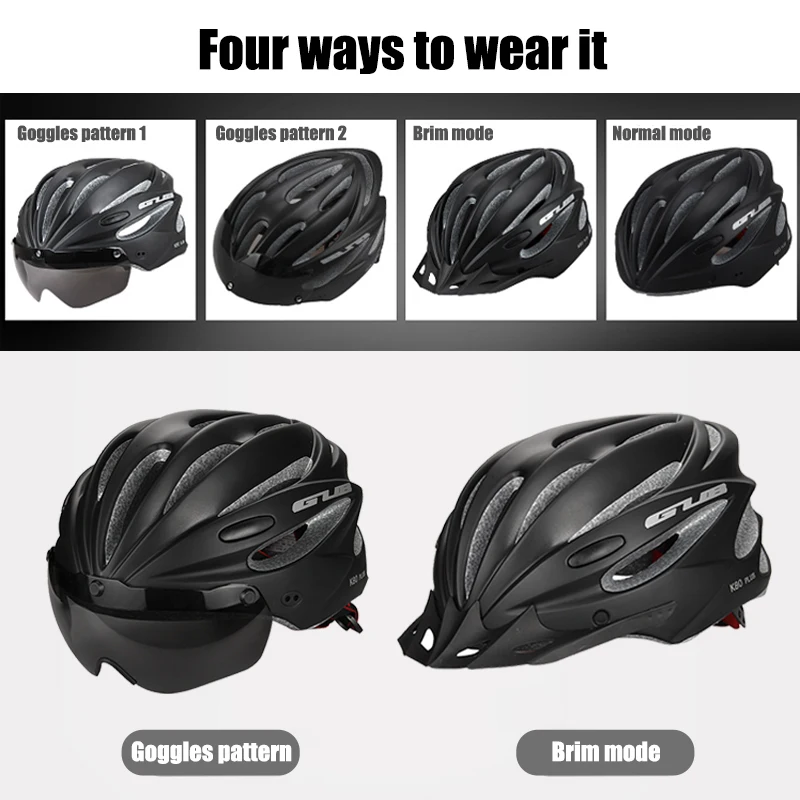 GUB K80 Bike Helmet with Visor Magnetic Goggles MTB Road Bicycle Cycling Safety Helmet Integrally-molded 58-62cm for Men Women