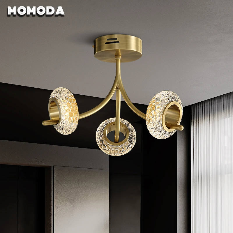 Modern Brass Ceiling Lights Lighting for Bedroom Dining Room Foyer Kitchen Corridor Golden Brass Decorative LED Ceiling Lamps