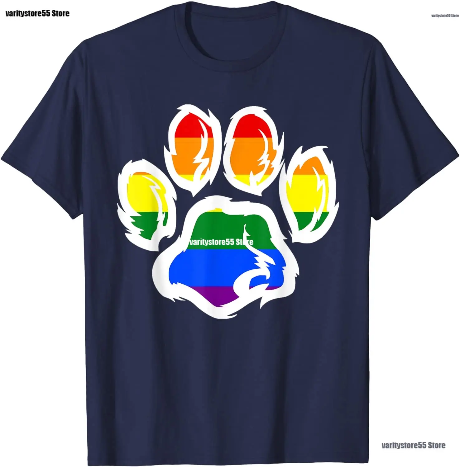 2021 Summer new print best Selling LGBT Ally Furry Pride Rainbow Fursuit Dog Paw Print T-Shirt Short Sleeve for unisex