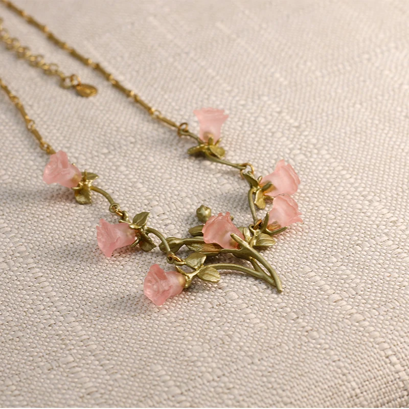 Artistic Rose Necklace Sweet Rose Necklace Temperament Three-dimensional Flower Necklace Natural Flower Necklace