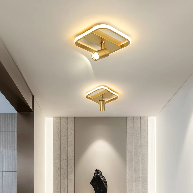 Modern Simple Golden Aisle Ceiling Lamp Wardrobe Corridor Balcony Foyer LED Ceiling Light Acrylic Indoor Decoration Home Fixture