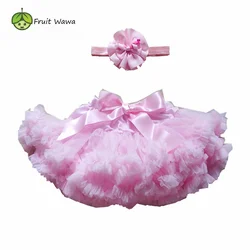 Baby Girls Tutu skirt Petti soft fluffy Birthday Skirt pink with a flower Heaband two pcs set Baby Clothing Children wear