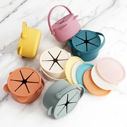 Portable Kawaii Cartoon Bear Shape Baby Silicone Snack Cup Feeding Solid Food Storage Box Container With Lid Baby Sutff