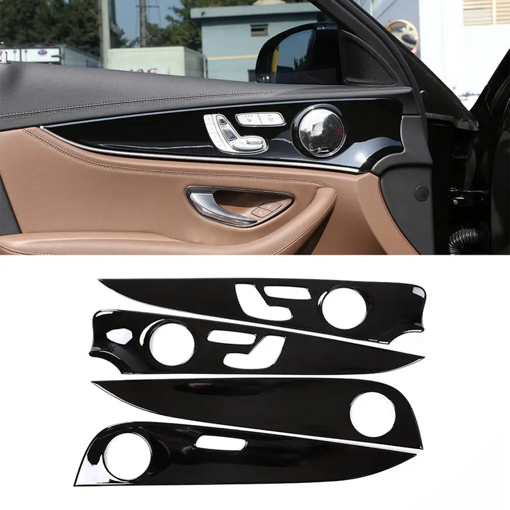 

4pcs Black ABS Plastic Door Interior Decoration Panel Cover Trim for Mercedes Benz E Class W213 E200 E300 2016-2019 Accessories