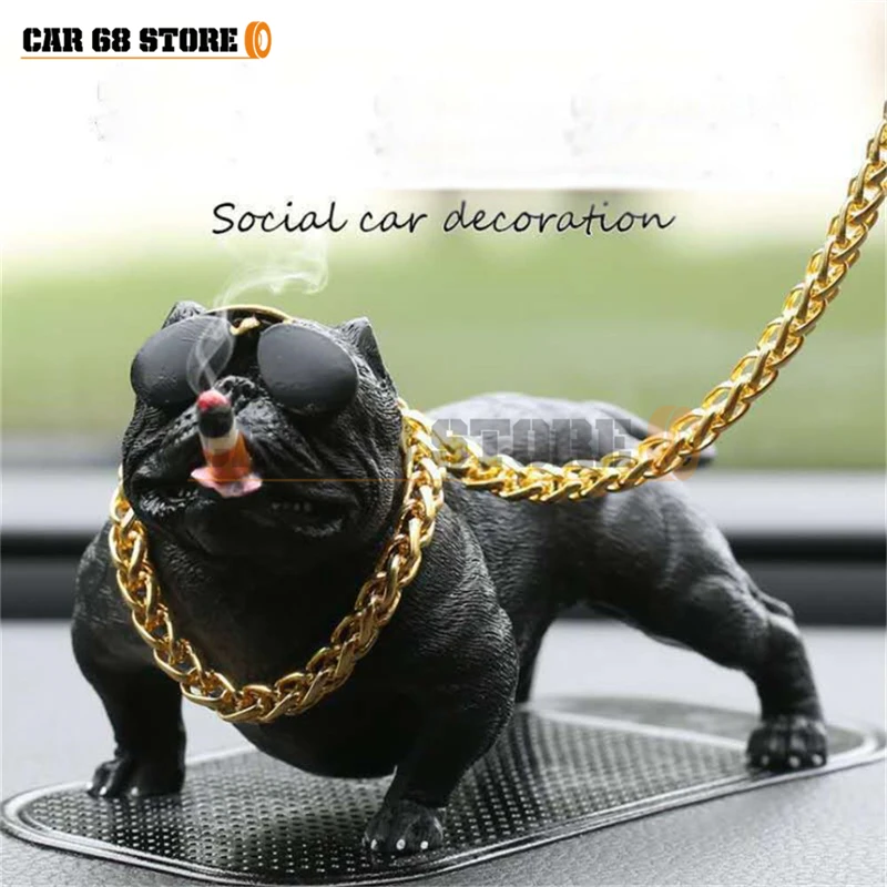 1 set Car Dashboard Ornament Bully Pitbull Dog Doll Auto Interior Accessories Ornaments Cute Chritmas Gift Creative Home Decor