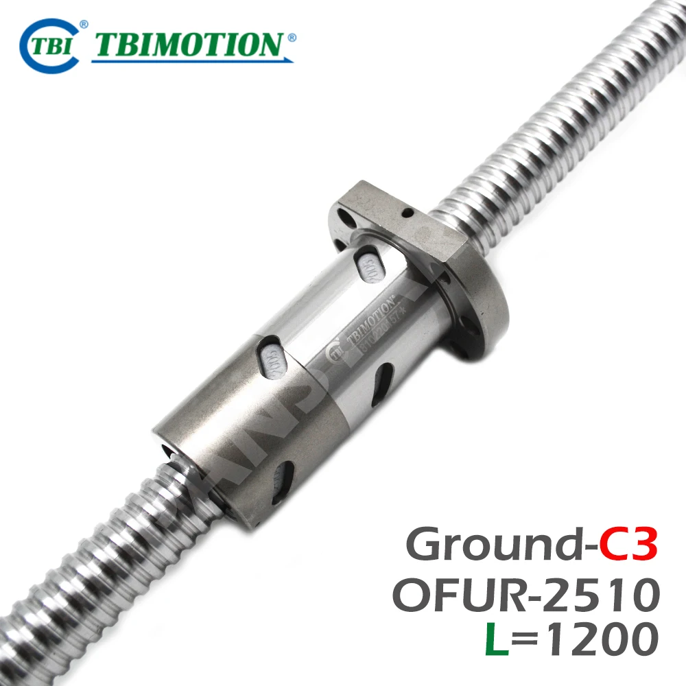 TBI Motion OFU2510 DFU2510 C3 Ground Double Nut 10mm Lead 1200mm Length High Precision Flange CNC Accessories Long Life Span