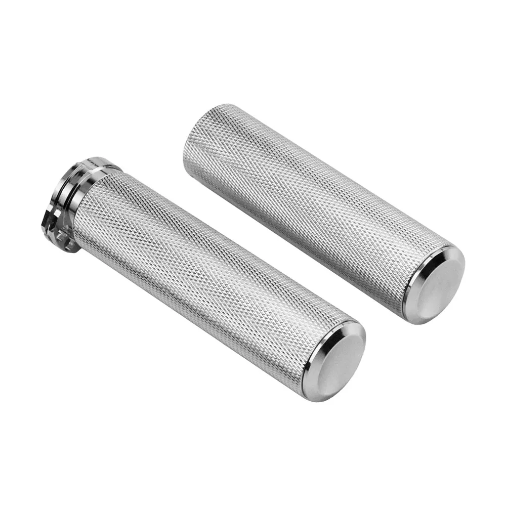 Motocycle 25mm Hand Grips All Aluminum Handlebar Grips Black Chrome For Harley Sportster XL883 XL1200 Touring Dyna Softail