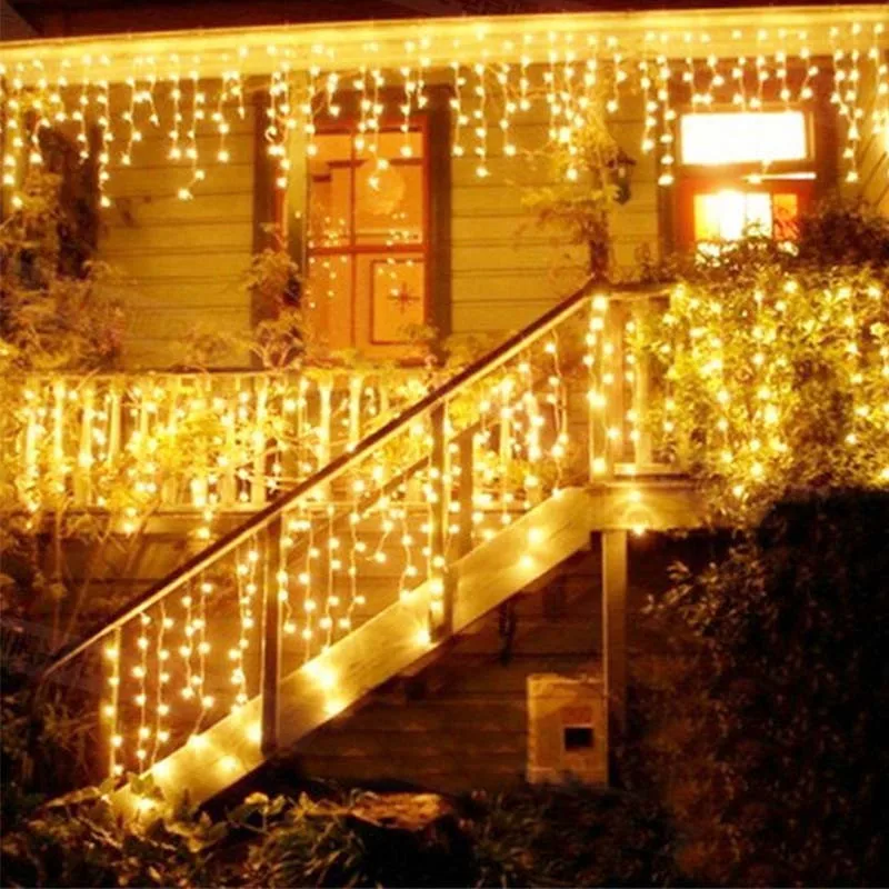 Wholesale 4*0.6m Curtain Icicle Led String Lights Fairy Garlands Christmas Outdoor Xmas Tree Holiday Party Home Decorative Light