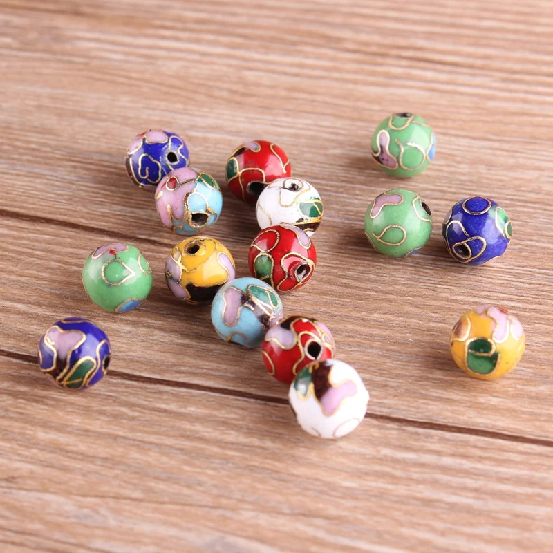 Polished Colorful Cloisonne Enamel Filigree Round Beads 6-14mm Handcrafted DIY Jewellery Making Earrings Necklace Bracelet 3pcs