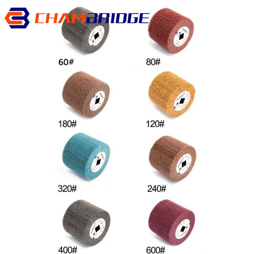 120*100*19mm Metal Stainless Steel Scouring Pad Polishing Wheel Nylon Wire Drawing Abrasive Wheel Polishing Deburring Drum Wheel