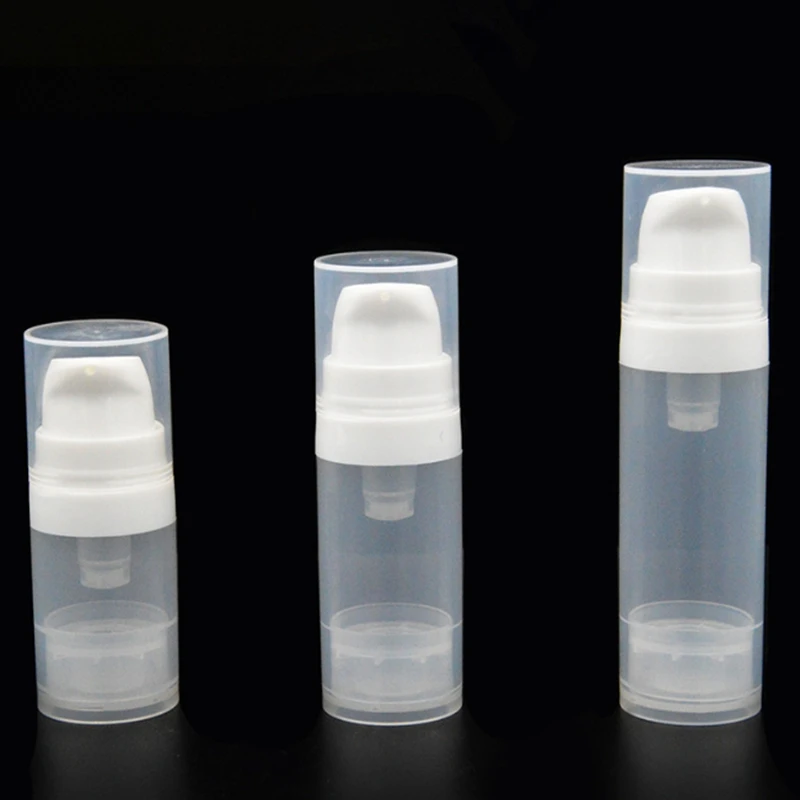 1000pcs Empty 5ml 10ml Airless Bottles Clear Vacuum Pump Lotion Bottle Cover Cosmetic Packaging tube