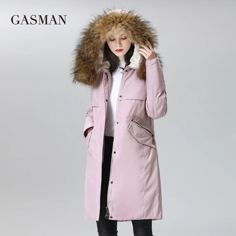 GASMAN frauen winter mäntel 2022 Lange mode Frauen mantel Pelz kragen warme parka Rosa wasserdichte unten jacke weibliche 1821