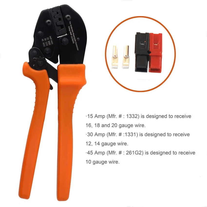 AMP-1 Ratchet Wire Crimping Pliers Tools for SMH Powerpole Connectors Crimp AMP PP15A/30A45A 600V Unipolar plug