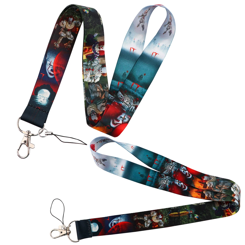 LX1021 Horror Clown Lanyard Phone Cord for Car Keychain ID Badge Holder Punk Neck Strap Hang Rope Lariat Phone Strap Accessories