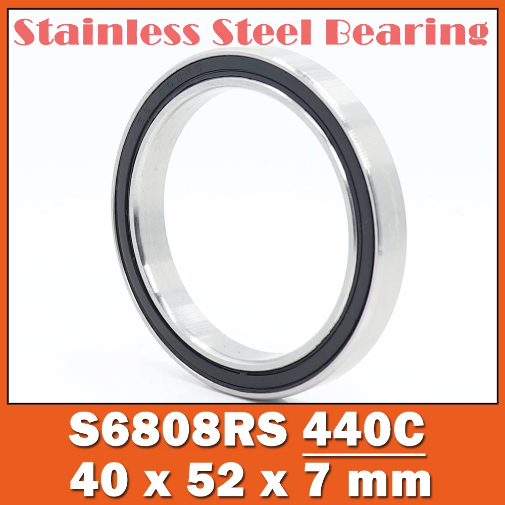 S6808RS Bearing 40*52*7 mm ( 5 PCS ) ABEC-3 440C Stainless Steel S 6808RS Ball Bearings 6808 Stainless Steel Ball Bearing