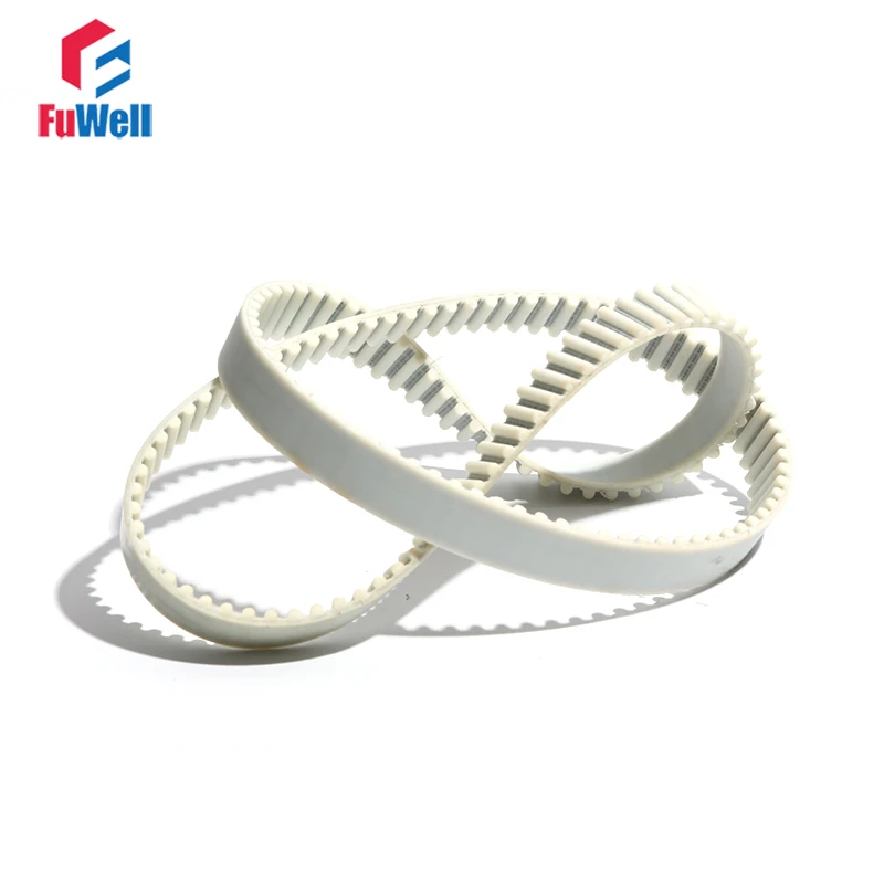 

HTD5M Closed Loop Timing Belt White PU 15/20/25/30mm Width Pulley Belt 5M-3050/3060/3070/3100 Polyurethane Toothed Gear Belt