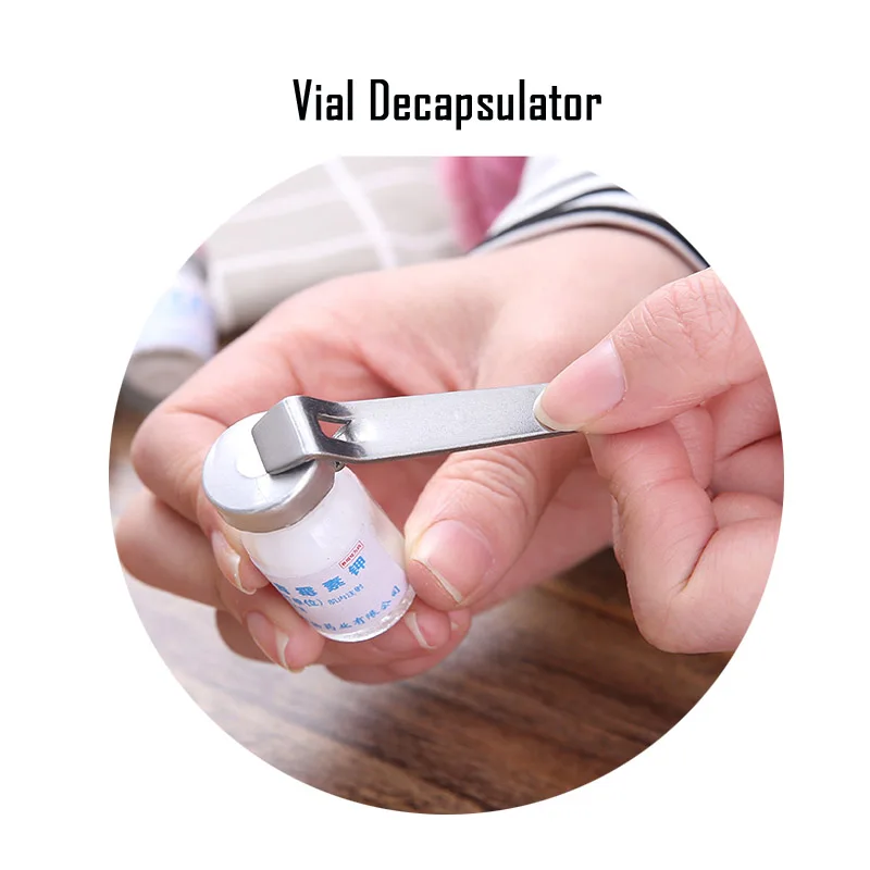 Medical Vial หมวกเปิดอุปกรณ์ SS304สแตนเลสสตีล Decapsulator 7*1.3ซม.คู่มืออลูมิเนียมลบเครื่องมือ SHENLIN packer
