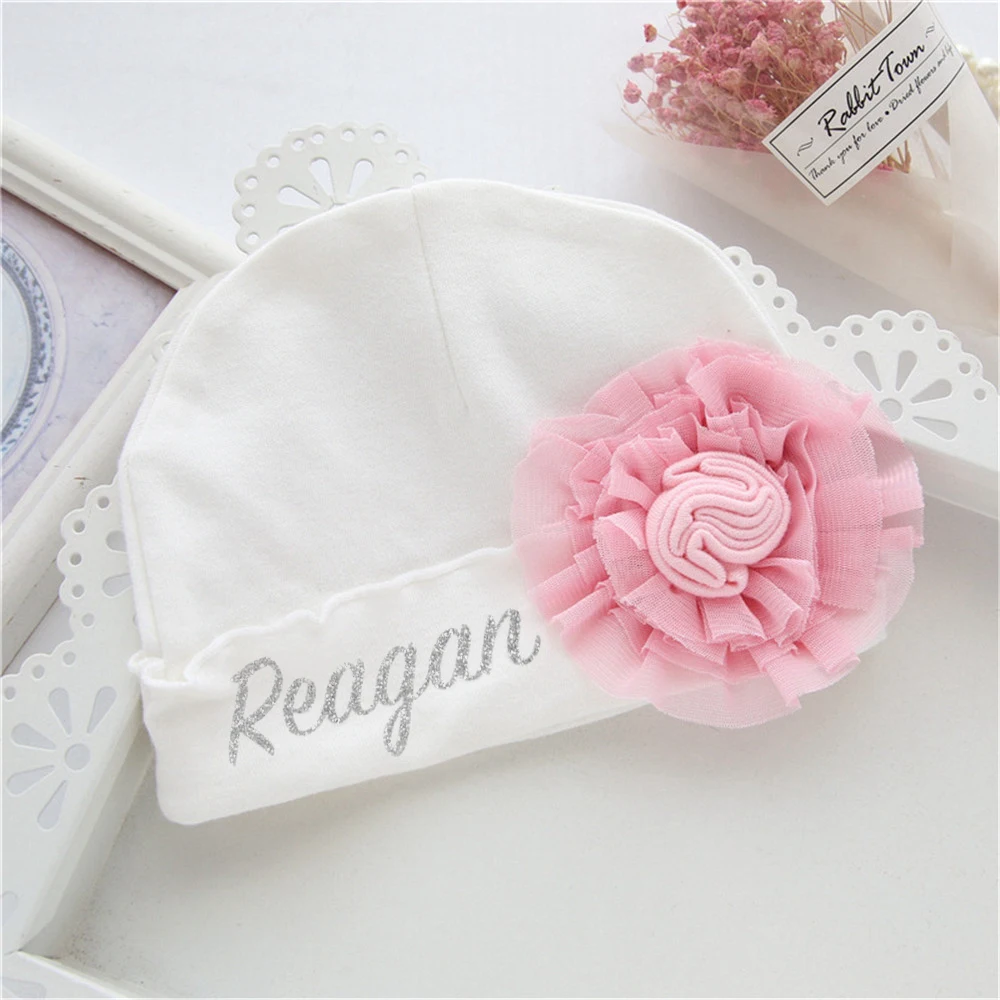 Baby Girl Personalized Baby Beanie Hat with name, Newborn Infant Baby Girl Coming Home Outfit Monogrammed Baby Girl Hospital Hat