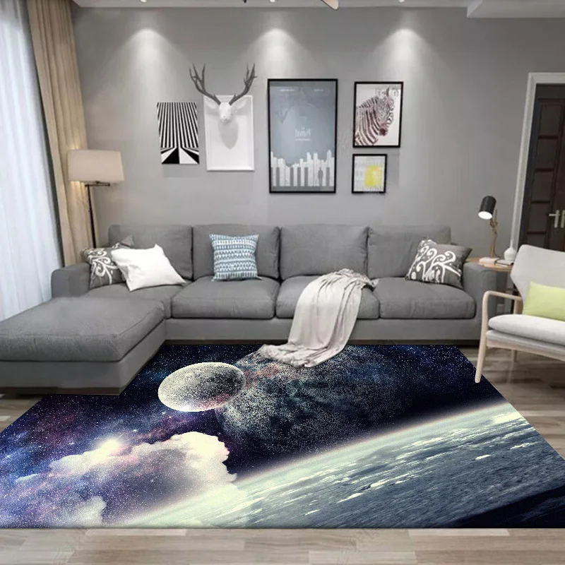 

Modern Dream Starry sky 3D printing carpets for Living room bedroom Area Rugs Earth/Moon pattern Kids Room Play Crawl Mat/Carpet