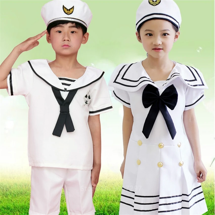 Uniforme per bambini capitano Navay ufficiale marinaio Costume ragazza ragazzo classico Halloween Cosplay esercito vestito fantasia carnevale