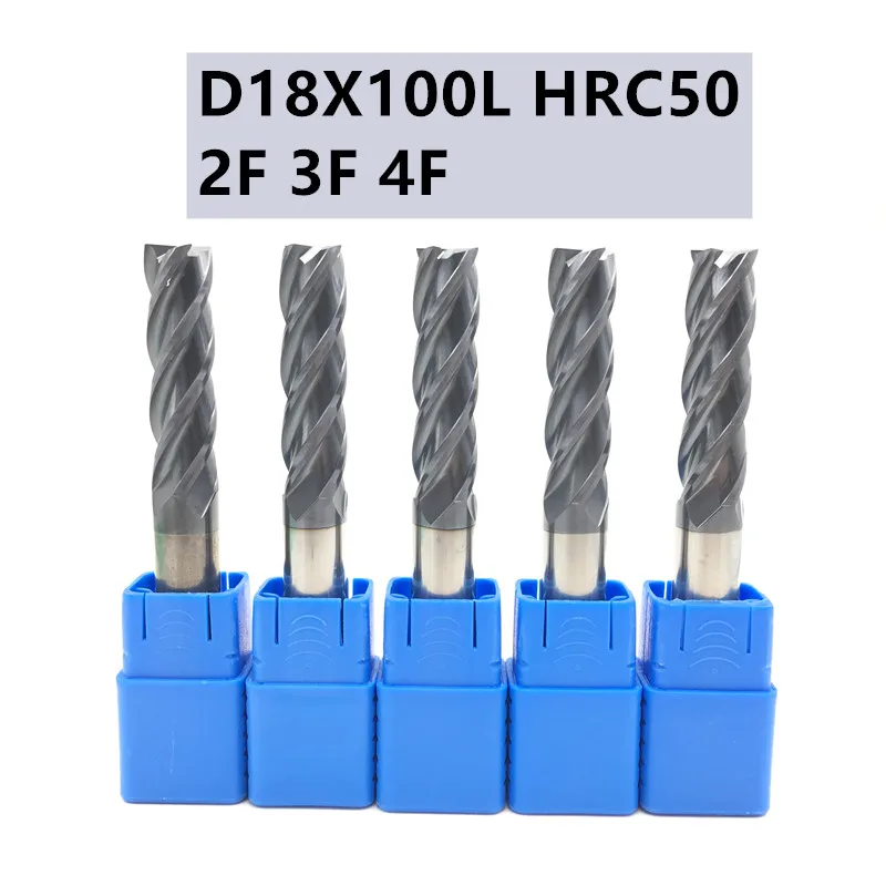 

1PC HRC50 18mm D18 100L End Mill-Tungsten Carbide 2Flutes, 3Flutes, 4Flutes, Metal Cutter