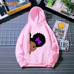 Cute puff hair afro american peeking little black girl print kids hoodies winter thick baby toddler teen children's sweatshirts