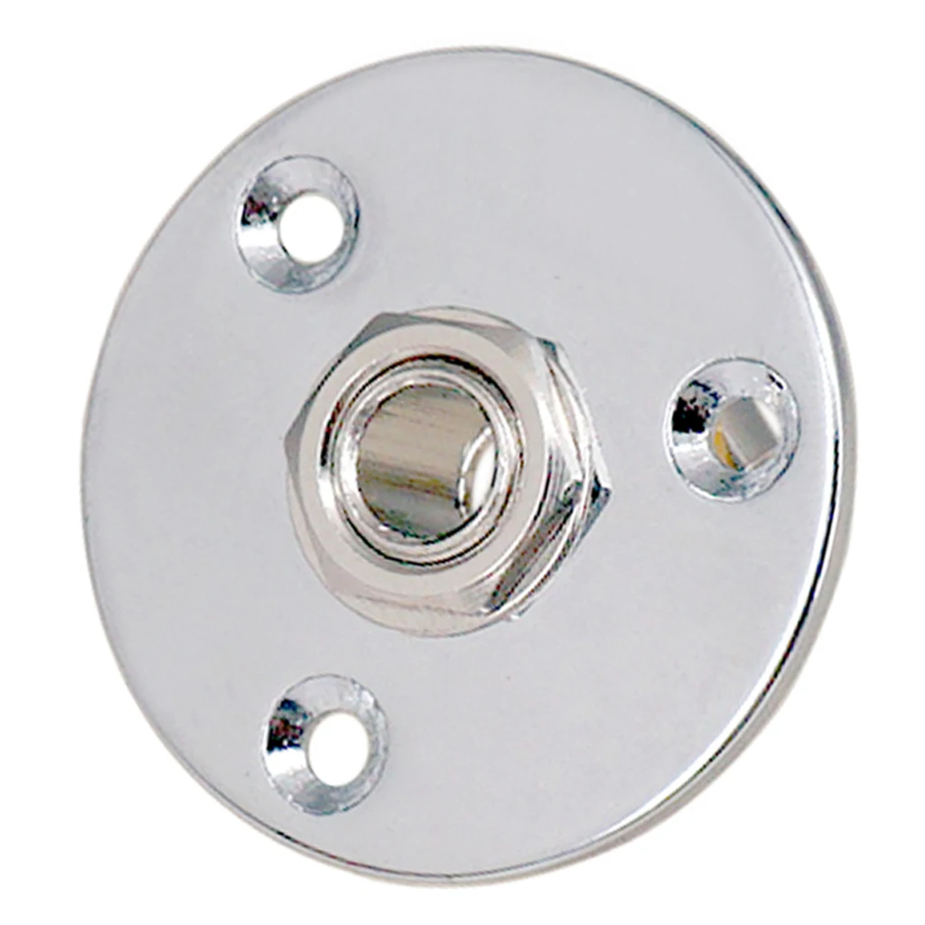 Round Circular Plate Pickup Jack Plug Socket 6.35mm for Electric Bass Guitar
