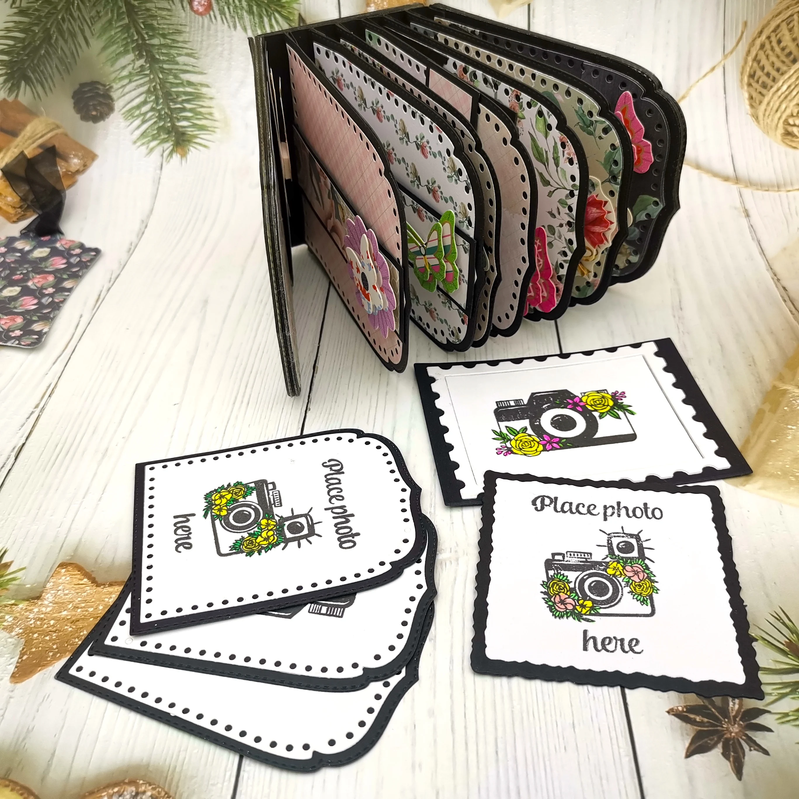 Alinacutle wyczyść znaczki kwiat aparat miejsce zdjęcie tutaj DIY Scrapbooking karta papier do albumów Craft gumowe przezroczyste znaczki silikonowe
