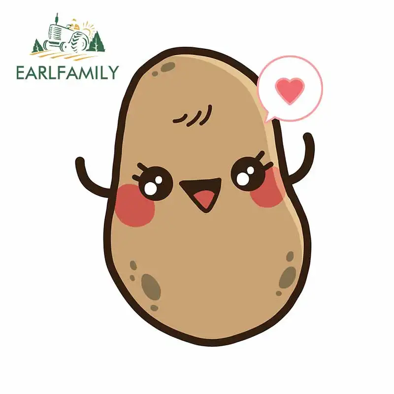 EARLFAMILY 13cm x 10.6cm For Cartoon Potato Funny Car Stickers Graffiti Decal Personality Creative Sticker Vinyl Material Decor