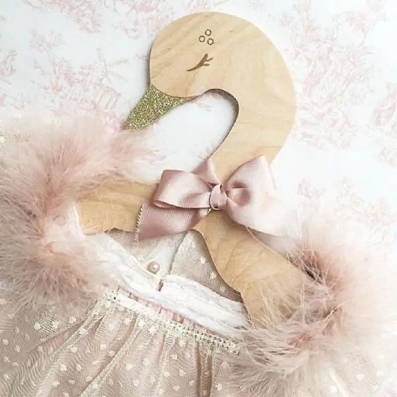 Wooden Hanger Swan, Silk Bow, Racks For Children\'s Clothes, Scandinavian Style, Children\'s Room, Decorative Hooks Drop Ship