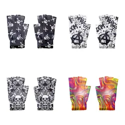 Neue Erwachsene Halloween Skeleton Schädel Halbe Finger Handschuhe Stretch Gestrickte Winter Finger Handschuhe Herbst Garten Handschuhe Guantes