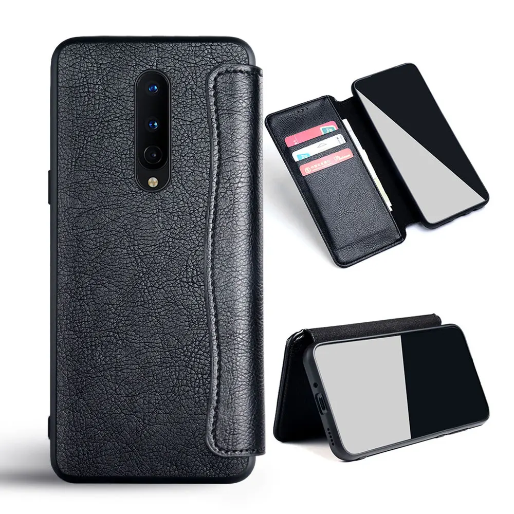 Case For OnePlus 8 funda Business Style Solid Color Pu Leather No Magnet Card Slot Flip Cover For OnePlus 8 Case coque