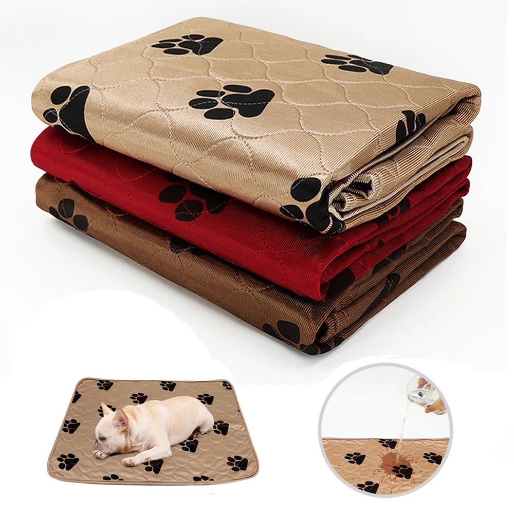 Waterproof Dog Diaper Mat Washable Pet Urine Pad Reusable Dogs Cat Diapers Pads Paw Print Dogs Car Seat Cover Sofa Bed Mats