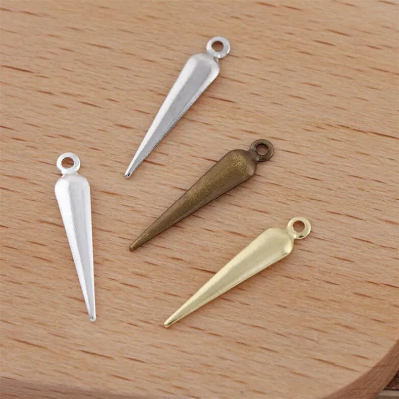 BASEHOME 100pcs/lot 3x16mm Jewelry Charms Arrow Spear Pendant Metal Tassel Pendant for Handmade Necklace DIY