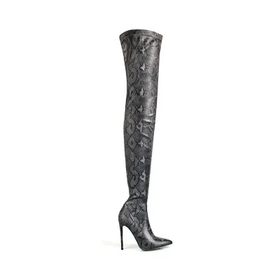 

Boots-women Snake Skin Strechy Over the Knee Boots Sexy High Heel Autumn Woman Shoes Thigh High Boot Winter Ladies Boots