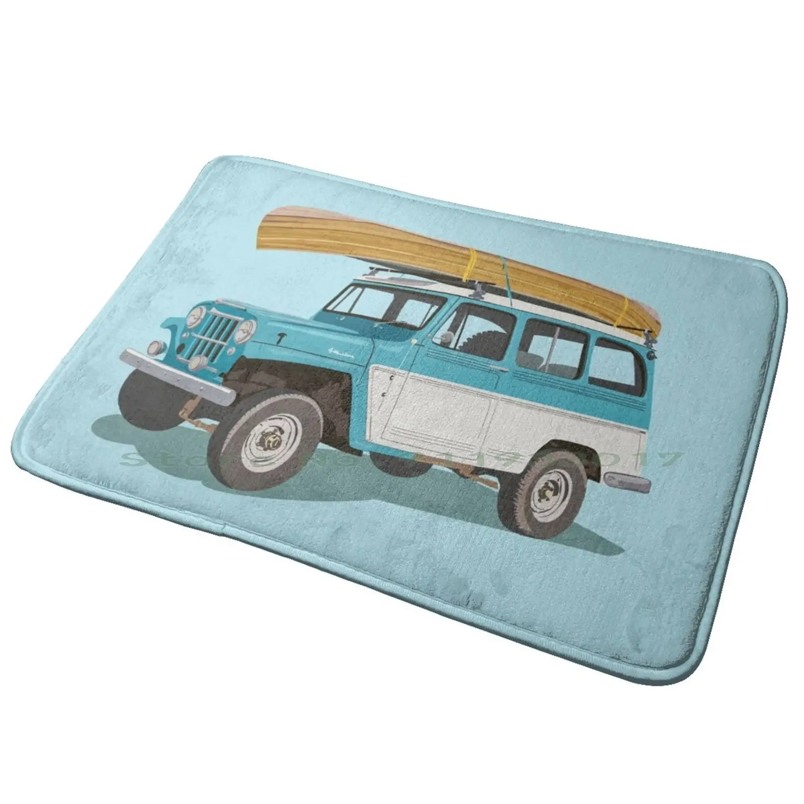 Blue And White Suv Illustration Entrance Door Mat Bath Mat Rug Blue Car Green Blue Fleetvan Fleet Van Cars Auto Motor Wagen